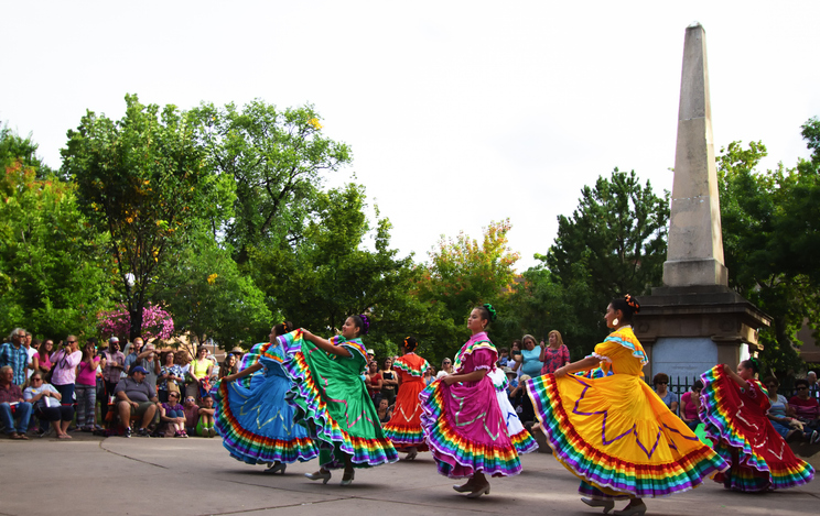 Santa Fe, NM: Folk Dancers on the Historic Downtown Plaza